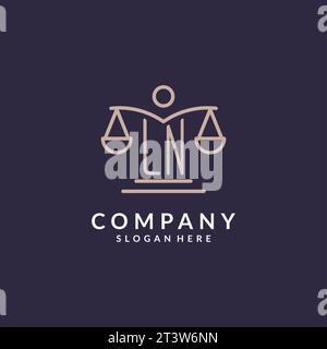 LN initials combined with the scales of justice icon, design inspiration for law firms in a modern and luxurious style, vector graphic Stock Vector