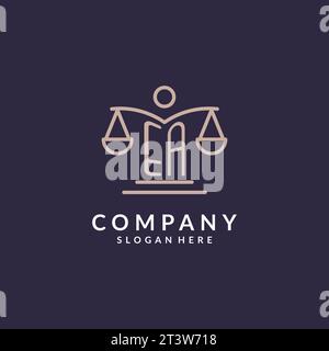 EA initials combined with the scales of justice icon, design inspiration for law firms in a modern and luxurious style, vector graphic Stock Vector