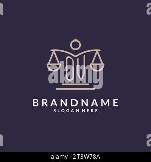 OV initials combined with the scales of justice icon, design inspiration for law firms in a modern and luxurious style, vector graphic Stock Vector