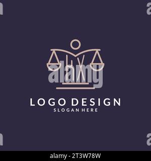 KX initials combined with the scales of justice icon, design inspiration for law firms in a modern and luxurious style, vector graphic Stock Vector