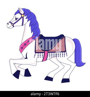 Carousel horse attraction 2D linear cartoon object Stock Vector