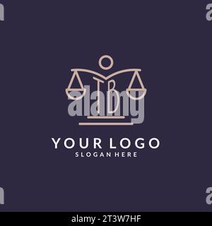 TB initials combined with the scales of justice icon, design inspiration for law firms in a modern and luxurious style, vector graphic Stock Vector