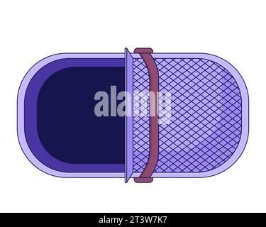 Top view picnic basket 2D linear cartoon object Stock Vector