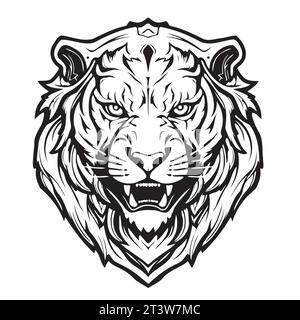 Angry Tiger head sketch , hand drawn Vector illustration. Stock Vector