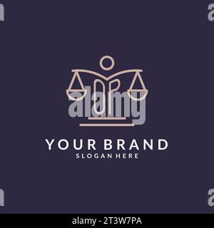 OP initials combined with the scales of justice icon, design inspiration for law firms in a modern and luxurious style, vector graphic Stock Vector