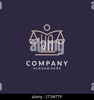 VA initials combined with the scales of justice icon, design inspiration for law firms in a modern and luxurious style, vector graphic Stock Vector