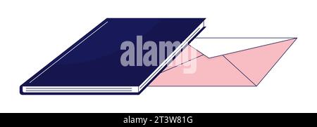 Hardcover notebook envelope 2D linear cartoon object Stock Vector