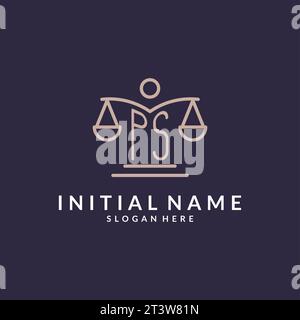 PS initials combined with the scales of justice icon, design inspiration for law firms in a modern and luxurious style, vector graphic Stock Vector