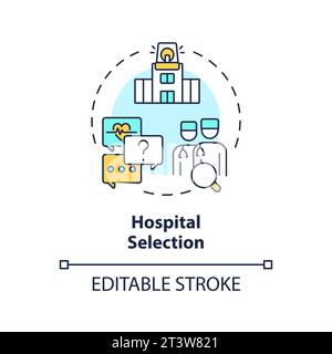 2D thin linear icon hospital selection concept Stock Vector