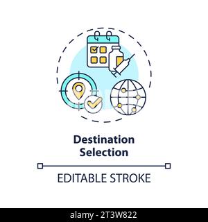 2D thin linear icon destination selection concept Stock Vector