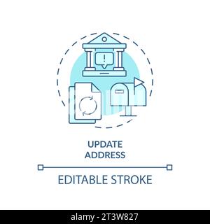 2D simple thin linear blue update address icon Stock Vector