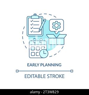 2D simple thin linear blue early planning icon Stock Vector
