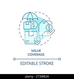 2D simple thin linear blue value coverage icon Stock Vector