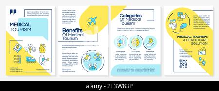 Brochure with colorful medical tourism linear icons Stock Vector