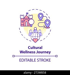 2D thin linear icon cultural wellness journey concept Stock Vector