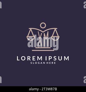 XM initials combined with the scales of justice icon, design inspiration for law firms in a modern and luxurious style, vector graphic Stock Vector
