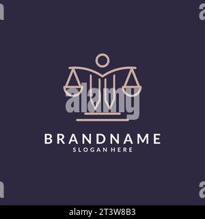 VV initials combined with the scales of justice icon, design inspiration for law firms in a modern and luxurious style, vector graphic Stock Vector