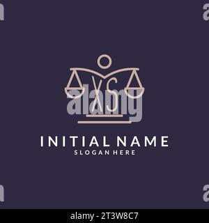 XS initials combined with the scales of justice icon, design inspiration for law firms in a modern and luxurious style, vector graphic Stock Vector