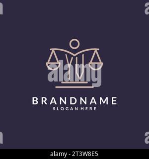 YV initials combined with the scales of justice icon, design inspiration for law firms in a modern and luxurious style, vector graphic Stock Vector