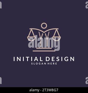 YY initials combined with the scales of justice icon, design inspiration for law firms in a modern and luxurious style, vector graphic Stock Vector