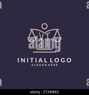YT initials combined with the scales of justice icon, design inspiration for law firms in a modern and luxurious style, vector graphic Stock Vector