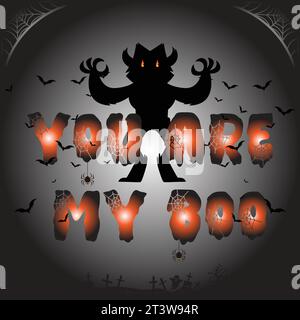 The Halloween Horror Witch Design with Bats Stock Vector