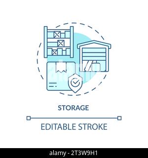 2D simple thin linear blue storage icon Stock Vector