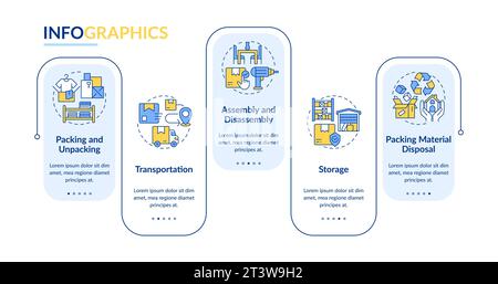 2D multicolor moving service layout with linear icons Stock Vector