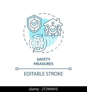 2D simple thin linear blue safety measures icon Stock Vector