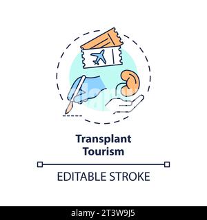 2D thin linear icon transplant tourism concept Stock Vector