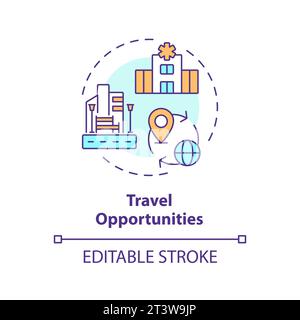 2D thin linear icon travel opportunities concept Stock Vector