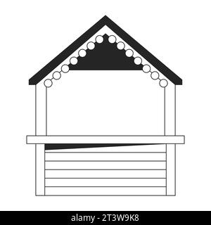 Empty street kiosk black and white 2D line cartoon object Stock Vector