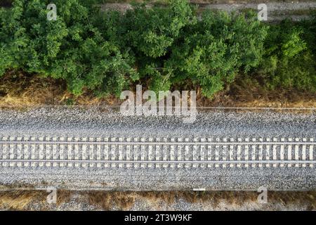 Aerial photographic documentation of the train track layout Stock Photo