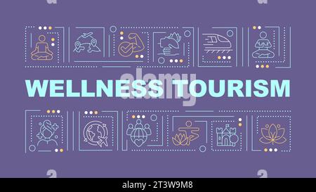 Wellness tourism text with simple thin linear icons Stock Vector