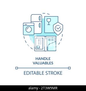 2D simple thin linear blue handle valuables icon Stock Vector