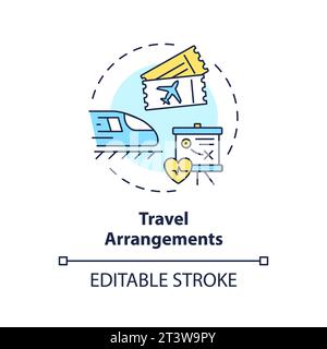 2D thin linear icon travel arrangements concept Stock Vector