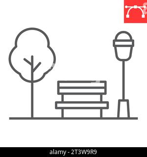 Park line icon, nature and street, public park vector icon, vector graphics, editable stroke outline sign, eps 10. Stock Vector