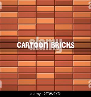 Vector illustration of seamless pattern cartoon bricks wall, bright texture tiled background Stock Vector