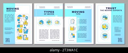 Brochure with moving service multicolor thin line icons Stock Vector