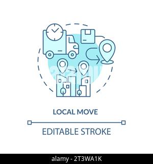 2D simple thin linear blue local move icon Stock Vector