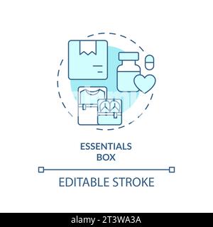 2D simple thin linear blue essentials box icon Stock Vector