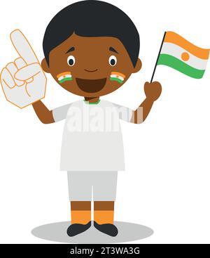 National sport team fan from Niger with flag and glove Vector Illustration Stock Vector
