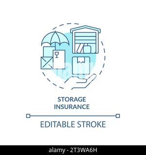2D simple thin linear blue storage insurance icon Stock Vector