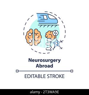 2D thin linear icon neurosurgery abroad concept Stock Vector