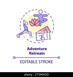 2D thin linear icon adventure retreats concept Stock Vector
