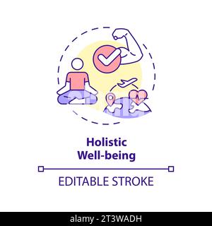2D thin linear icon holistic wellbeing concept Stock Vector