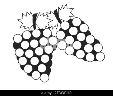 Autumn bunch of grapes black and white 2D line cartoon object Stock Vector