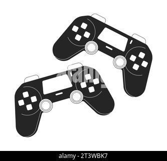 Joysticks two players black and white 2D line cartoon object Stock Vector