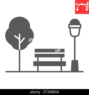 Park glyph icon, nature and street, public park vector icon, vector graphics, editable stroke solid sign, eps 10. Stock Vector