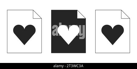 Health records digital black and white 2D line cartoon objects set Stock Vector